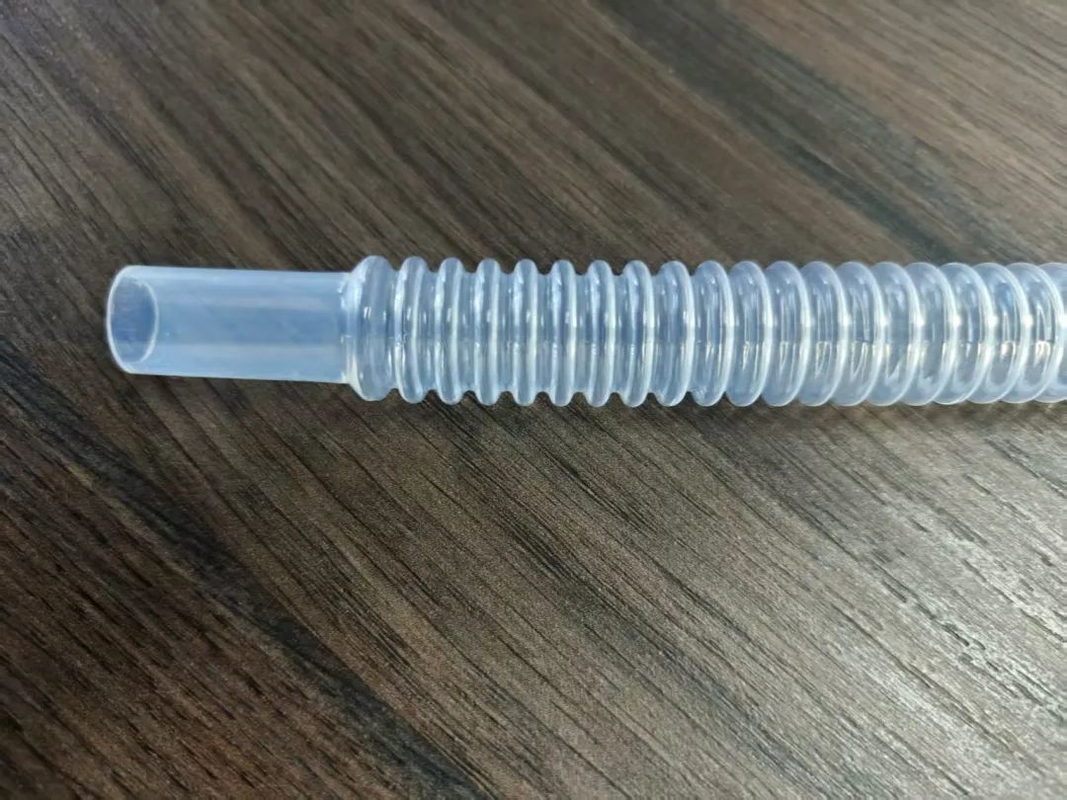 Tubería corrugada de PFA | Fuelle flexible transparente, manguera de fluoropolímero de alta pureza y resistente a químicos para semiconductores, laboratorios, procesamiento químico y sistemas de transferencia de fluidos