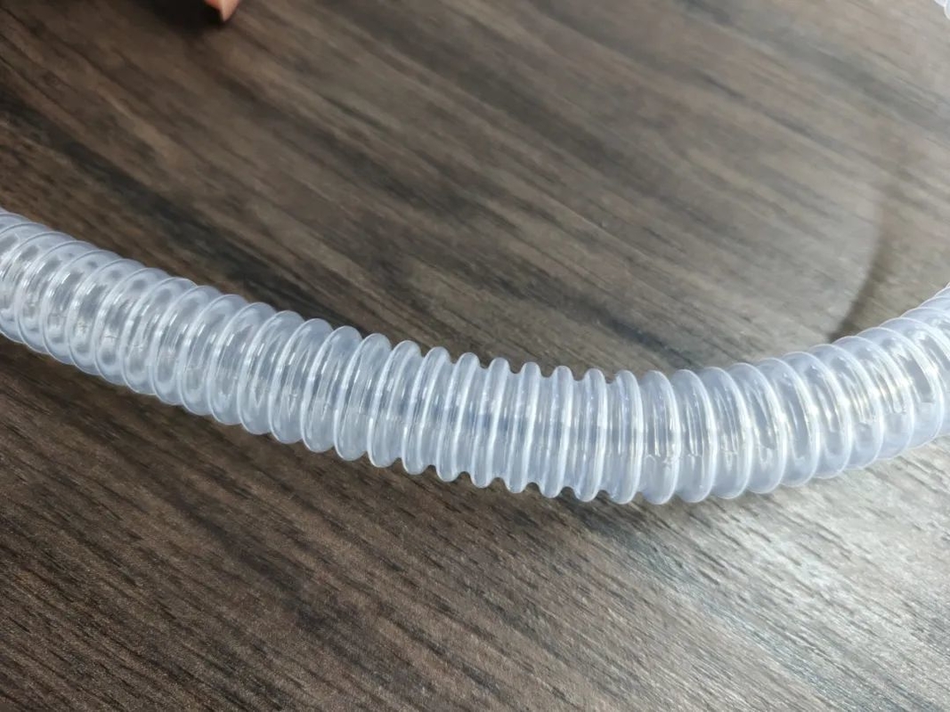 Tubería corrugada de PFA | Fuelle flexible transparente, manguera de fluoropolímero de alta pureza y resistente a químicos para semiconductores, laboratorios, procesamiento químico y sistemas de transferencia de fluidos